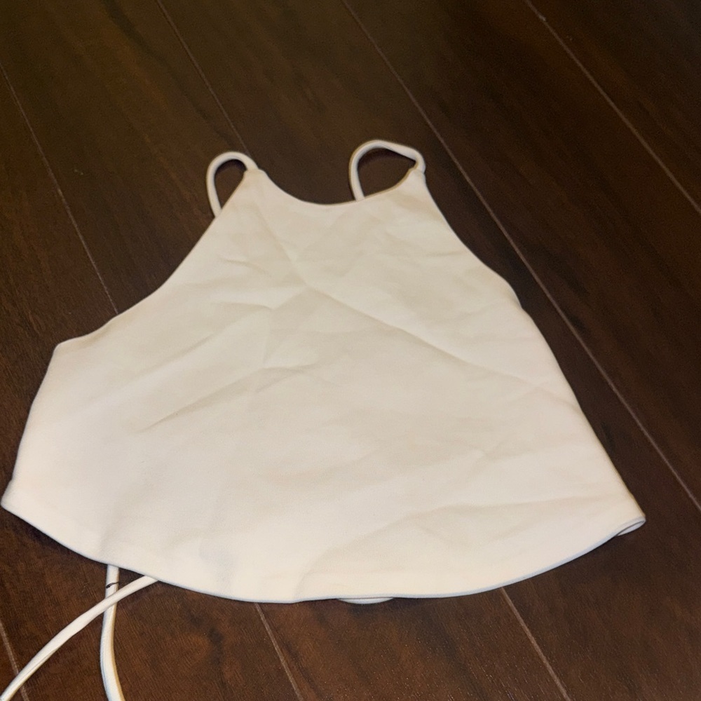 White Cropped Halter Tank Top
